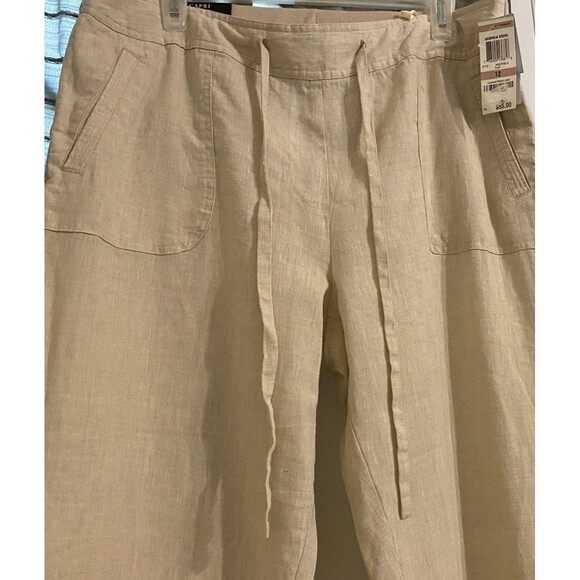 New Charter Club Classic Fit Linen Pull On Drawstring Capri Pants Women’s 12 - Picture 8 of 16